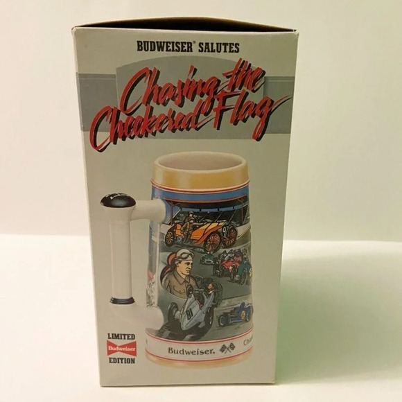Vintage 1991 Anheuser Busch Budweiser Stein Chasing the Checkered  Flag Racing - Picture 3 of 12